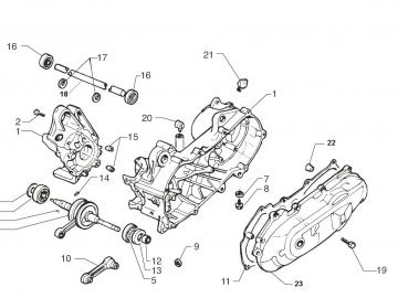 Explosionszeichnung Motorblock Minarelli liegend