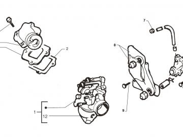 Explosionszeichnung Ansaugtrakt Minarelli liegend