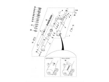 Explosionszeichnung Gabel MBK Nitro & Yamaha Aerox bis Bj. 2013