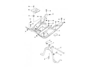 Explosionszeichnung Trittbrett & Hauptständer MBK Nitro Yamaha Aerox