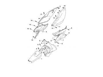 Explosionszeichnung Seitenteile MBK Nitro Yamaha Aerox
