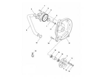 Explosionszeichnung Wasserpumpe Minarelli liegend