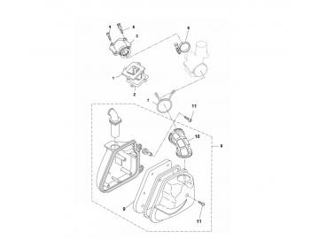 Explosionszeichnung Luftfilter / Ansaugstutzen Minarelli liegend