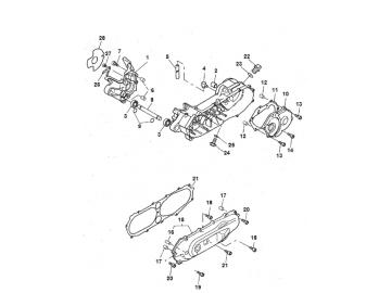 Explosionszeichnung Motorblock Minarelli stehend