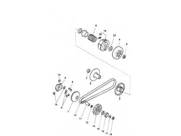 Explosionszeichnung Antrieb Minarelli stehend