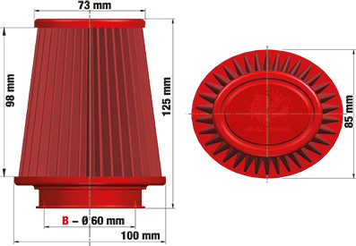 Rennluftfilter Malossi E18 Red 60mm