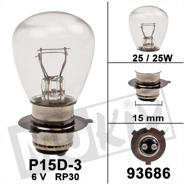 Lampe P15D-3 6V 25/25W RP30