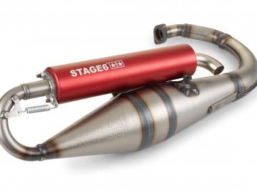 Auspuffanlage Stage6 Pro Replica MKII Minarelli stehend Rot